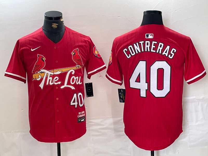 Mens St. Louis Cardinals #40 Willson Contreras Red 2024 City Connect Limited Stitched Baseball Jersey